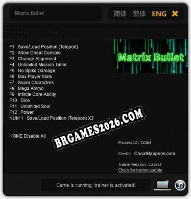 Matrix Bullet - Cheat Trainer +13 [Edição CheatHappens.com]