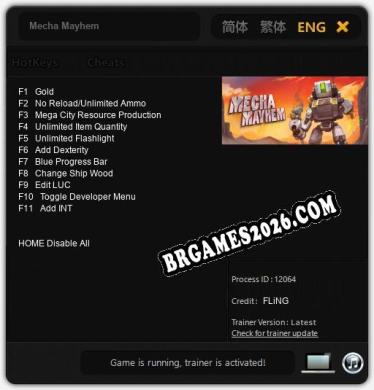 Mecha Mayhem - Trainer Funcional +11 funções