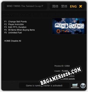 Trainer para MIND TWINS The Twisted Co-op Platformer [v1.0.1]