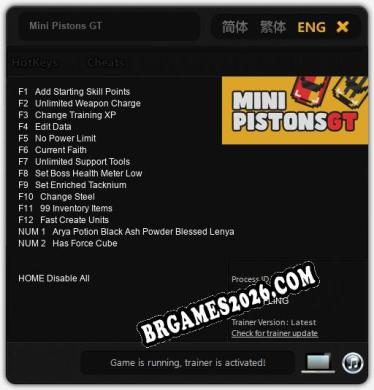 Mini Pistons GT - Cheat Trainer +14 [Edição FLiNG]