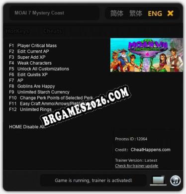 Trainer MOAI 7 Mystery Coast [PC] - 12 funções ativas