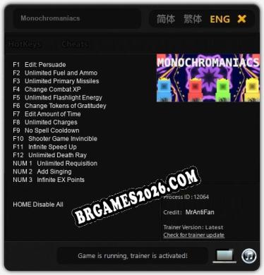 Monochromaniacs: Trainer Completo (v1.0.67)