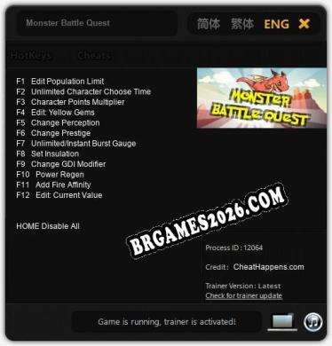 Monster Battle Quest: TRAINER E CHEATS (V1.0.72)