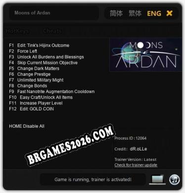 Moons of Ardan: Trainer Atualizado v1.0 (todos os cheats)