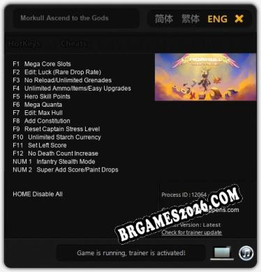 Trainer Morkull Ascend to the Gods [PC] - 14 funções ativas