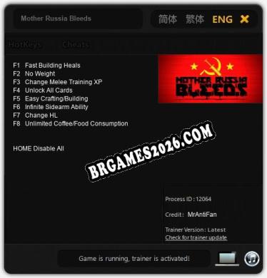 Mother Russia Bleeds Trainer - 8 funções [Download Gratuito]