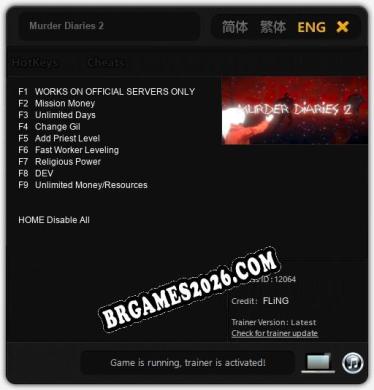 Murder Diaries 2 - Cheat Trainer +9 [Edição FLiNG]