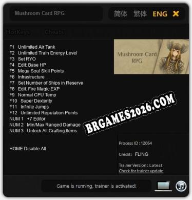 Cheats Mushroom Card RPG - Trainer v1.7 por FLiNG