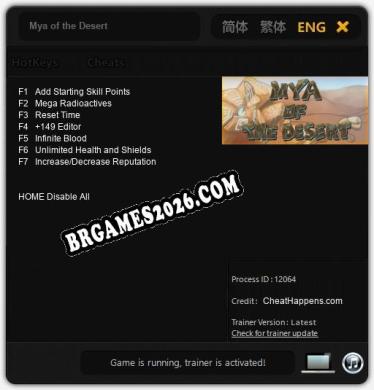 Mya of the Desert: Trainer Atualizado v1.5 (todos os cheats)