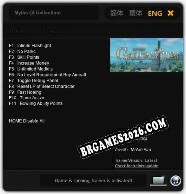 Trainer e cheats para Myths Of Gallantium - 11 opções