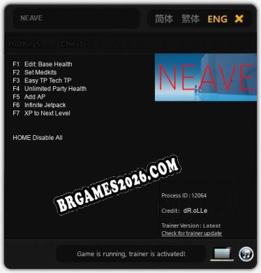 Trainer e cheats para NEAVE - 7 opções
