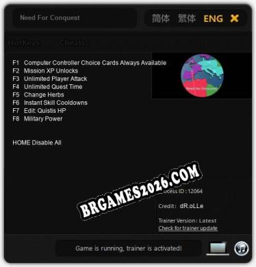 Cheats e trainer Need For Conquest +8 [Verificado funcionando]