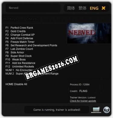 Cheats Nerved - Trainer v1.8 por FLiNG