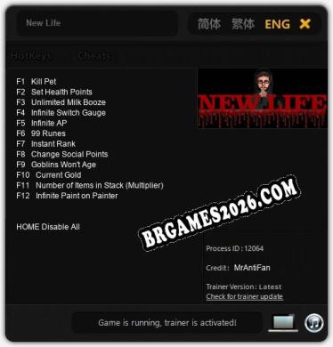 New Life: Trainer Atualizado v1.2 (todos os cheats)
