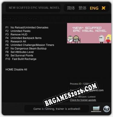 Cheats NEW SCUFFED EPIC VISUAL NOVEL - Trainer v5.4 por CheatHappens.com