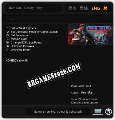 Noir Total  Deadly Party - Cheat Trainer +7 [Edição MrAntiFan]