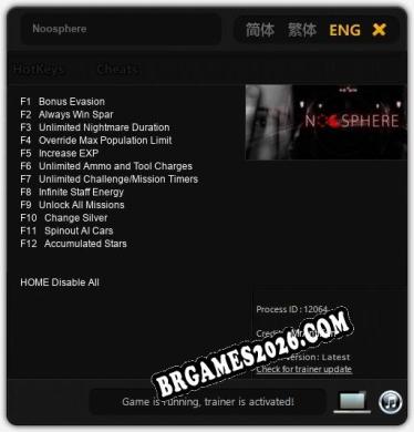 Cheats Noosphere - Trainer v2.5 por MrAntiFan
