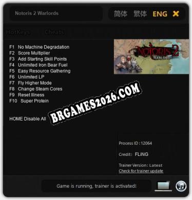 Cheats Notoris 2 Warlords - Trainer v2.4 por FLiNG
