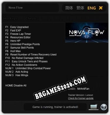 Cheats e trainer Nova Flow +15 [Verificado funcionando]