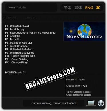 Nova Historia: Trainer Gratuito (+12 cheats)