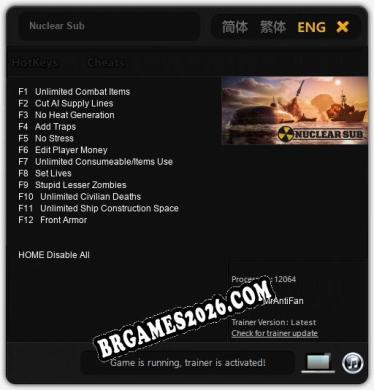 Cheats e trainer Nuclear Sub +12 [Verificado funcionando]