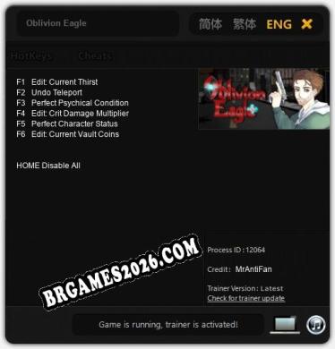 Oblivion Eagle: Trainer Atualizado v1.4 (todos os cheats)