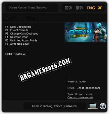 Ocean Keeper Dome Survivor Trainer - 6 funções [Download Gratuito]