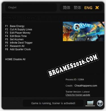 Oxyjet: Trainer Gratuito (+8 cheats)