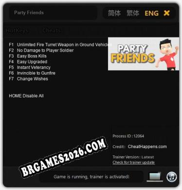 Trainer Party Friends [PC] - 7 funções ativas