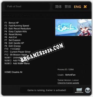 Trainer Path of Soul [PC] - 15 funções ativas