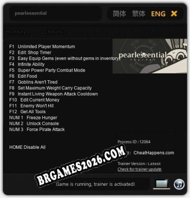 Trainer pearlessential [PC] - 15 funções ativas
