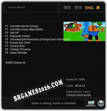 Trainer e cheats para Peech World - 9 opções