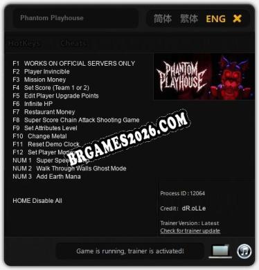 Trainer Phantom Playhouse [PC] - 15 funções ativas