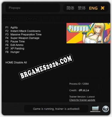 Cheats e trainer Piopupu +8 [Verificado funcionando]