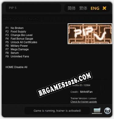 Cheats e trainer PIP 5 +9 [Verificado funcionando]
