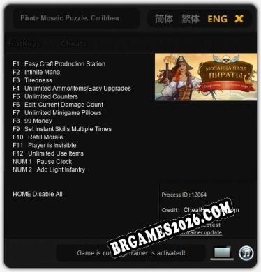 Pirate Mosaic Puzzle. Caribbean Treasures: Trainer Atualizado v1.1 (todos os cheats)