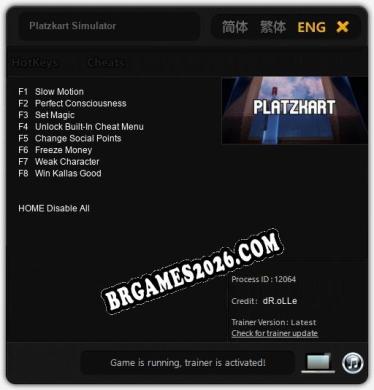 Trainer para Platzkart Simulator [v1.0.8]