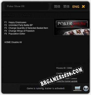 Poker Show VR: TRAINER E CHEATS (V1.0.60)