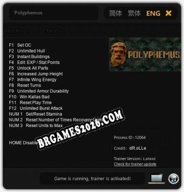 Polyphemus: Trainer +15 [v1.1]