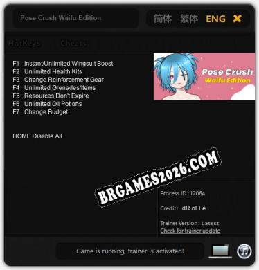 Pose Crush Waifu Edition: TRAINER E CHEATS (V1.0.73)
