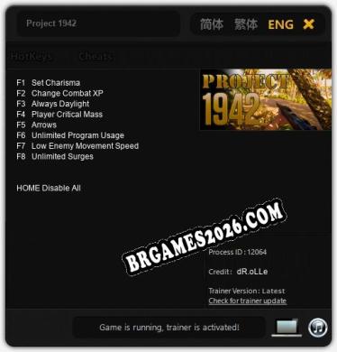 Project 1942 Trainer +8 by dR.oLLe [Última versão]