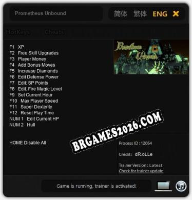 Cheats e trainer Prometheus Unbound +14 [Verificado funcionando]