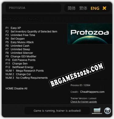 PROTOZOA: TRAINER E CHEATS (V1.0.44)
