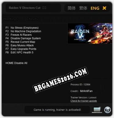 Cheats e trainer Raiden V Directors Cut  雷電 V Directors Cut  雷電V導演剪輯版 +8 [Verificado funcionando]