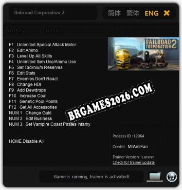 Railroad Corporation 2: TRAINER E CHEATS (V1.0.80)