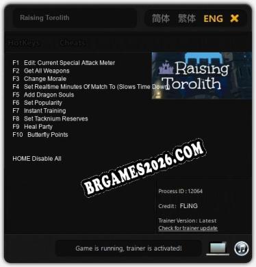 Raising Torolith: Trainer Atualizado v1.3 (todos os cheats)