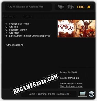 Trainer para R.A.W. Realms of Ancient War [v1.0.4]