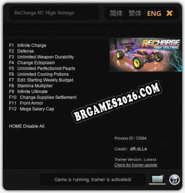 Trainer ReCharge RC High Voltage [PC] - 12 funções ativas