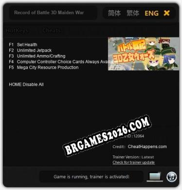 Record of Battle 3D Maiden Wars - Cheat Trainer +5 [Edição CheatHappens.com]