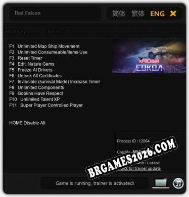 Red Falcon Trainer - 11 funções [Download Gratuito]